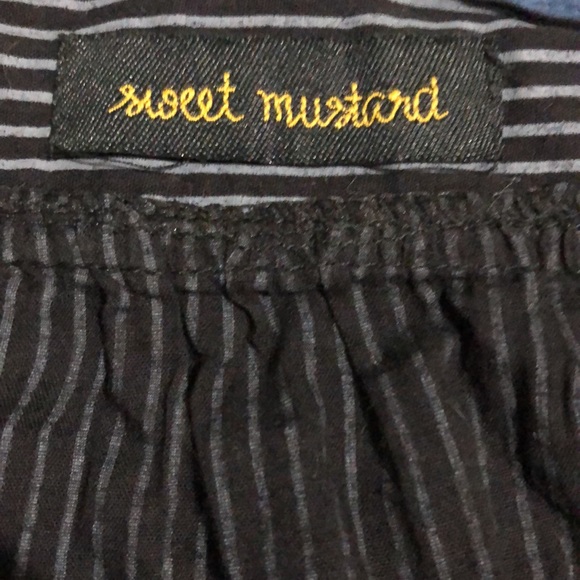Sweet Mustard Smock Blouse Black with Gray Stripes - Picture 6 of 7